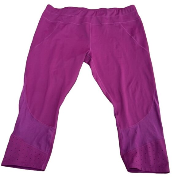 Athleta Women's Purple High Rise Laser Cut Mesh Sonar Capri Leggings Plus 1X - Picture 2 of 12